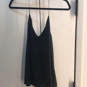Reformation black silk t-back cami